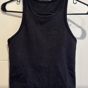 Lululemon Cropped Ebb to Street Tank Black Size 4 Ribbed
